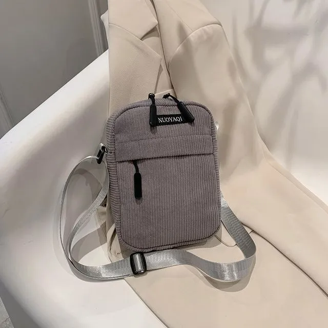 Applique Corduroy Crossbody Bag