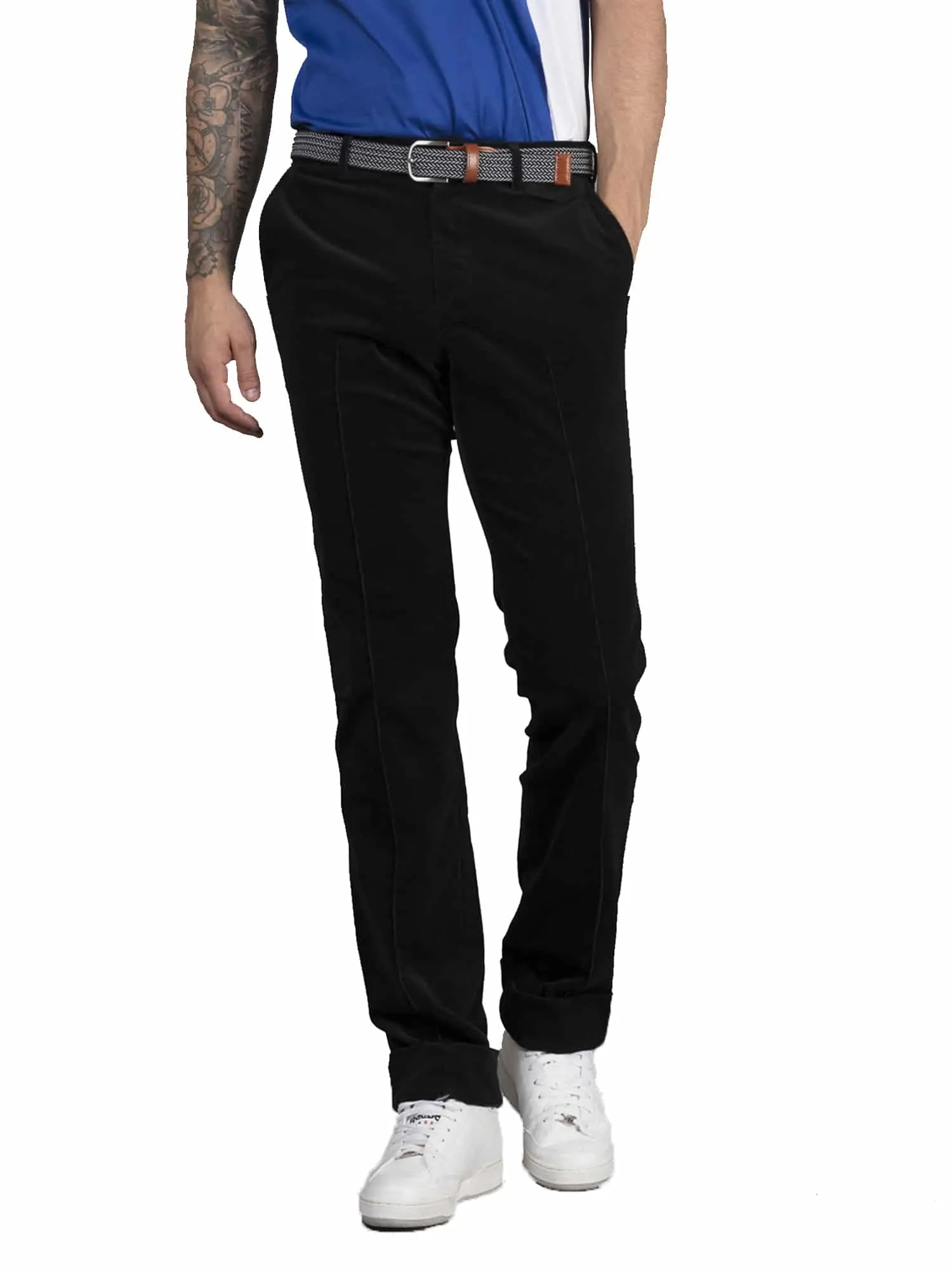Black Corduroy Turn-up Trousers