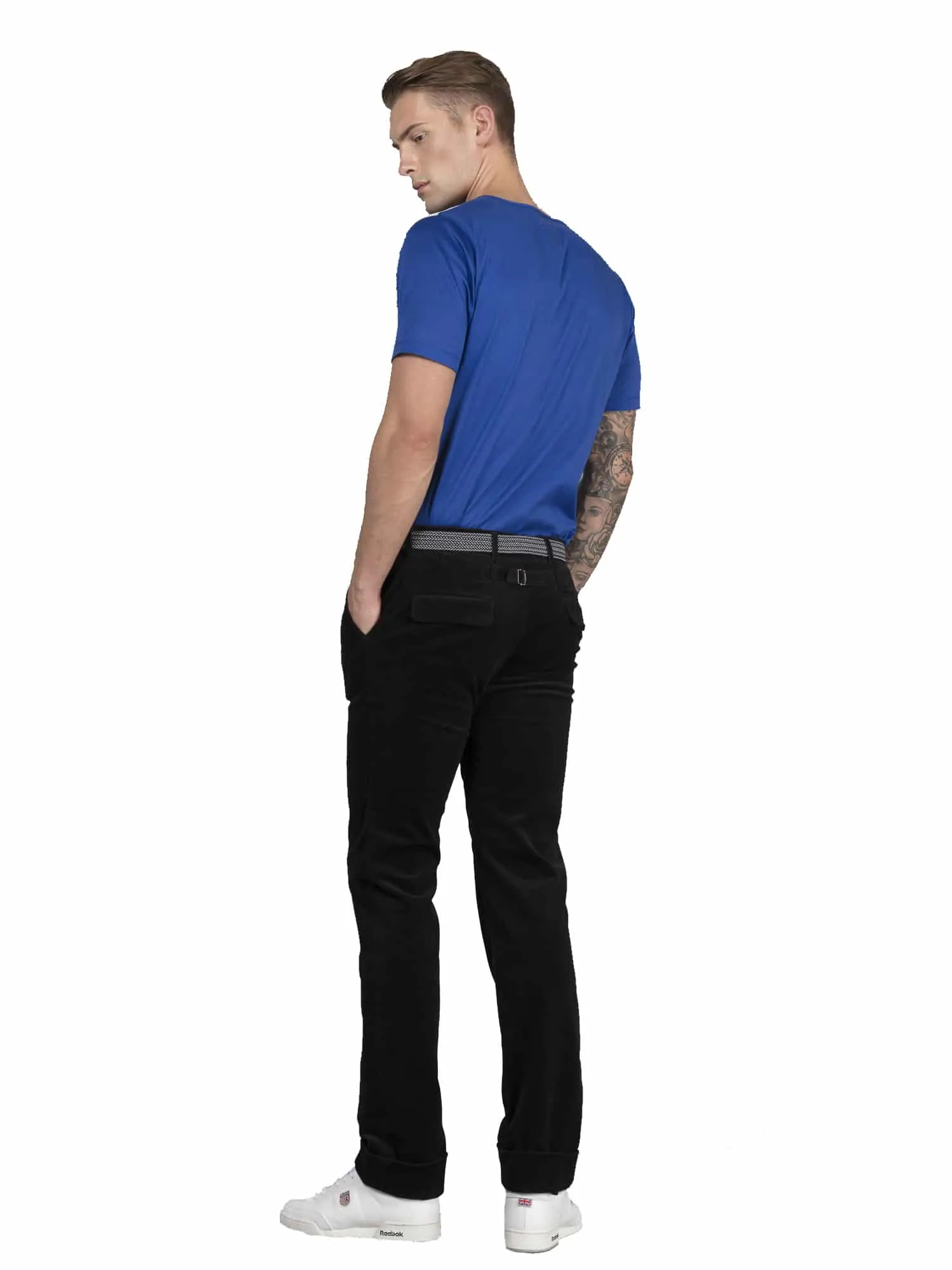 Black Corduroy Turn-up Trousers