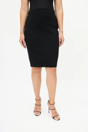 Black Knit Quilted Skirt