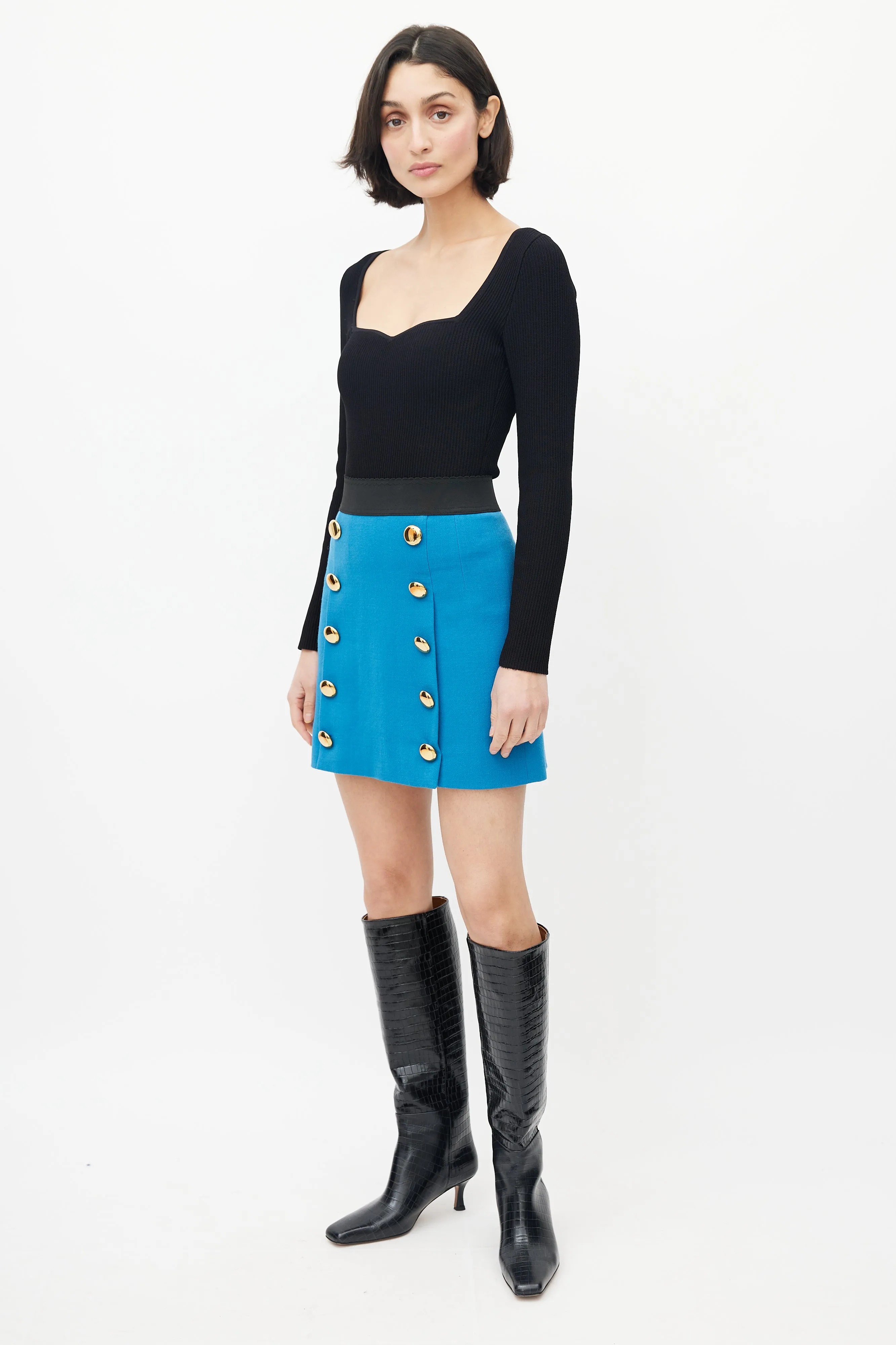 Blue & Gold Wool Skirt