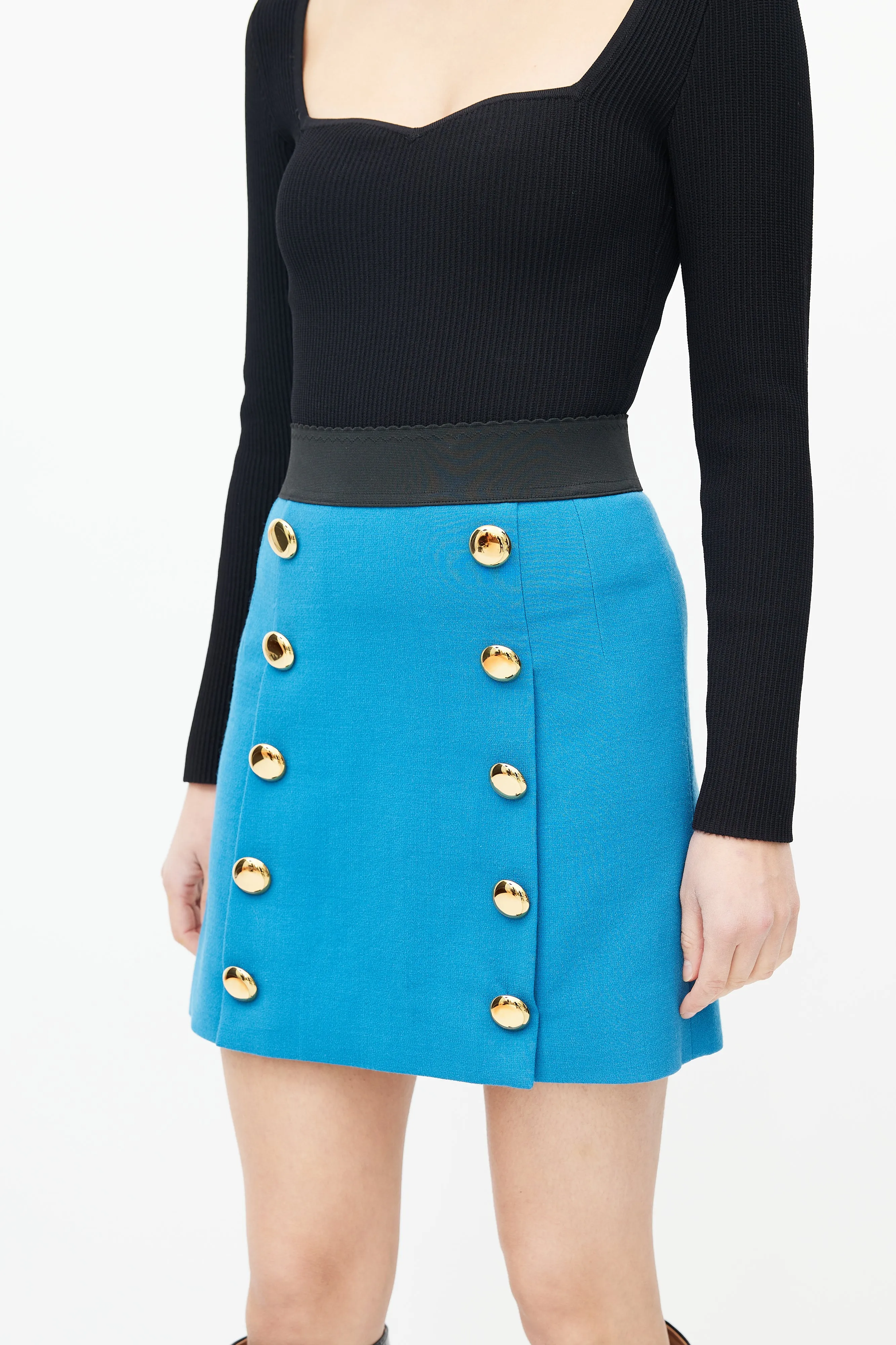Blue & Gold Wool Skirt