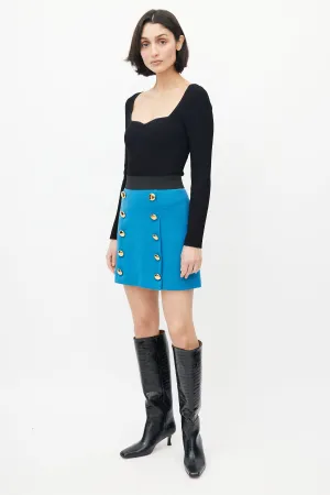 Blue & Gold Wool Skirt