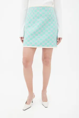 Blue & Pink Tweed Monogram Skirt