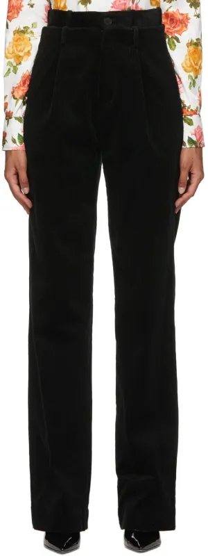 Commission Black Corduroy Double Waisted Trousers