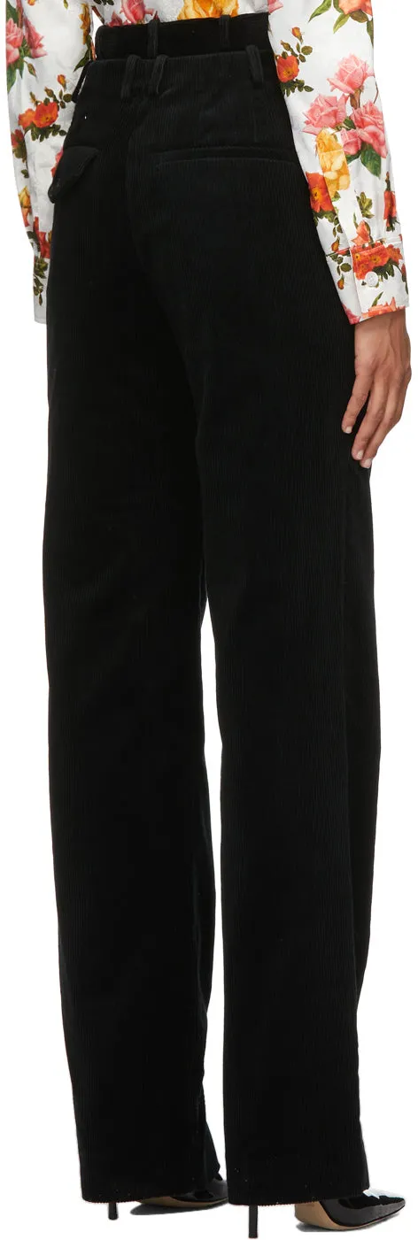 Commission Black Corduroy Double Waisted Trousers