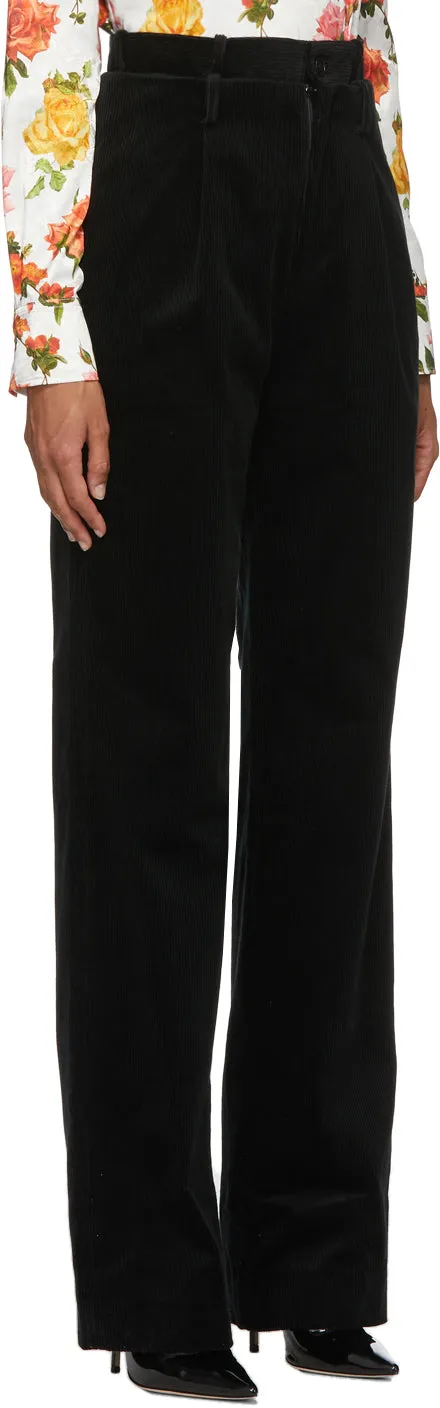 Commission Black Corduroy Double Waisted Trousers