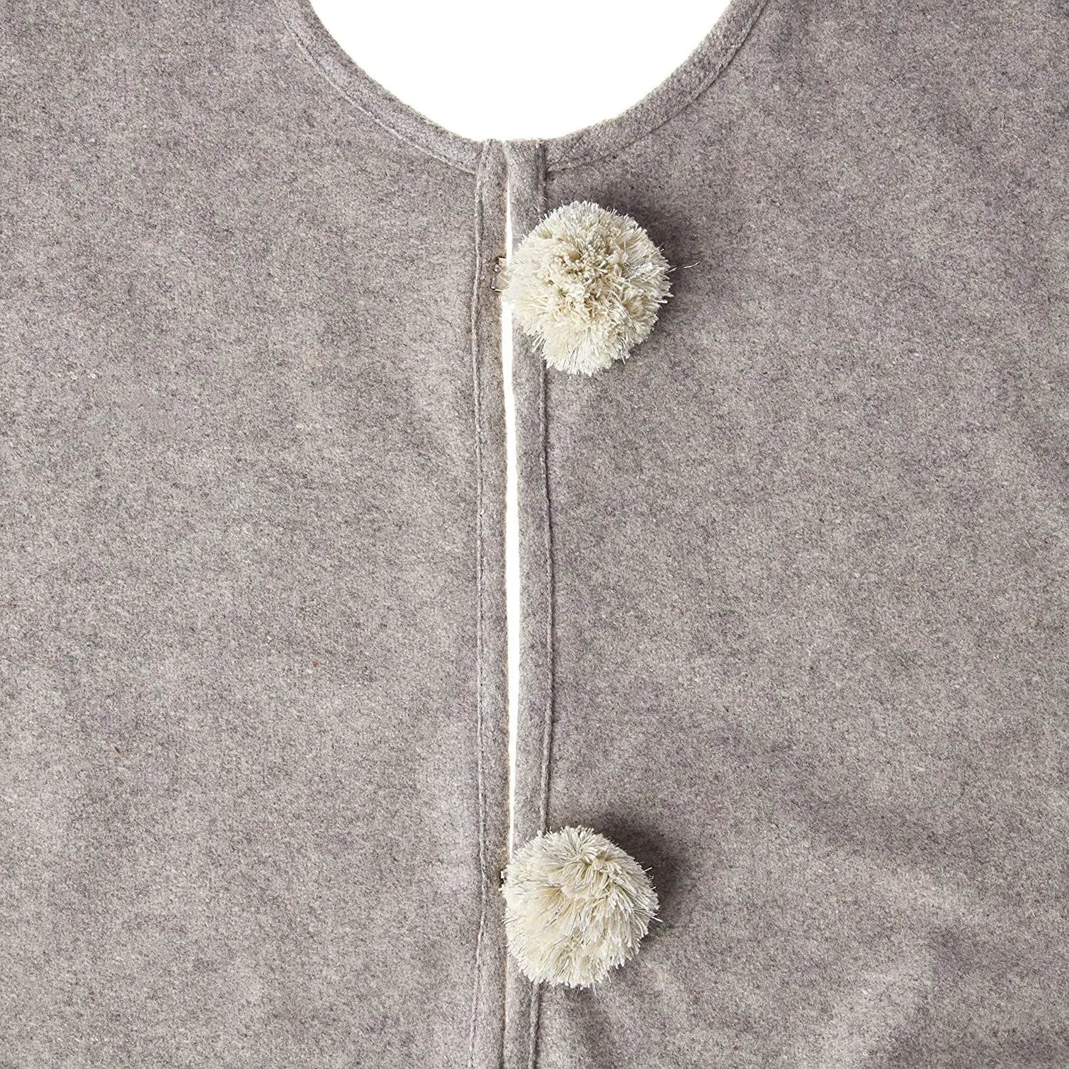 Handmade Christmas Tree Skirt in Recycled Wool - Gray with Fringe Border - 60"