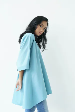 [PRE ORDER] Dusty Blue High Low Box Cotton Top